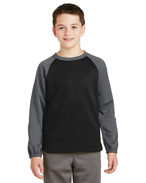 Sport-Tek® YST242 Boys Raglan Colorblock Fleece Crewneck at GotApparel
