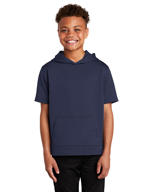 Sport-Tek YST251 Boys ® ® Youth Sport-Wick ® Fleece Short Sleeve Hooded Pullover. at GotApparel