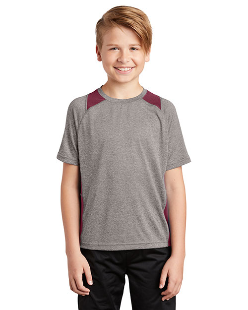 Sport-Tek® YST361 Boys Heather Colorblock Contender  Tee at GotApparel