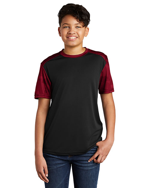 Sport-Tek® YST371 Boys Camohex Colorblock Tee at GotApparel