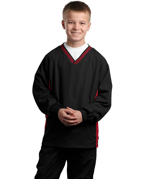 Sport-Tek® YST62 Boys Tipped V-Neck Raglan Wind Shirt at GotApparel