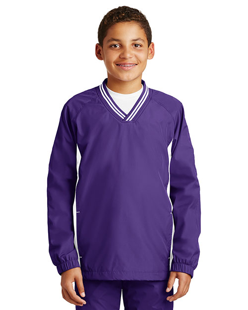 Sport-Tek® YST62 Boys Tipped V-Neck Raglan Wind Shirt at GotApparel