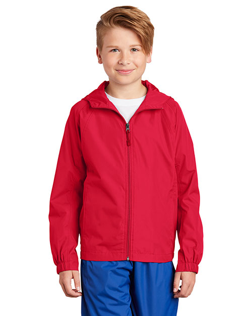 Sport-Tek® YST73 Youth Hooded Raglan Jacket at GotApparel