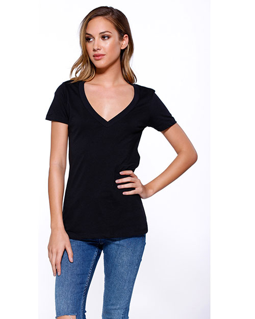 Startee Drop Ship ST1212 Women Ladies' Cotton V-Neck T-Shirt at GotApparel