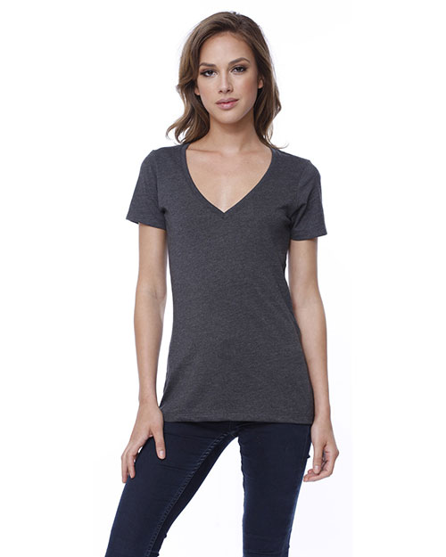 Startee Drop Ship ST1412 Women Ladies' Cvc V-Neck T-Shirt at GotApparel