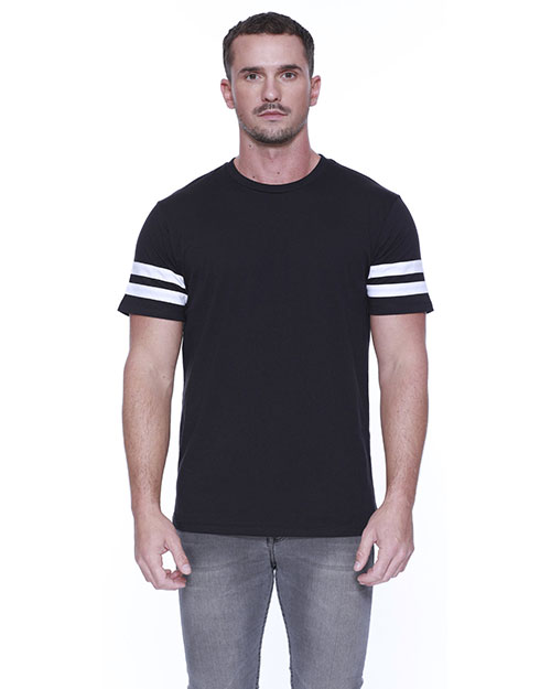 Startee Drop Ship ST2430 Men Cvc Stripe Varsity T-Shirt at GotApparel