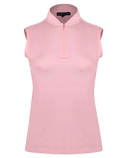Swannies Golf SW2900L Women's Brynn Quarter-Zip Sleeveless Polo at GotApparel