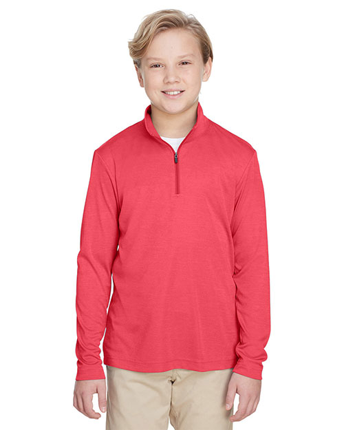 Team 365 TT31H Youth 3.8 oz Zone Sonic Heather Performance Quarter-Zip at GotApparel