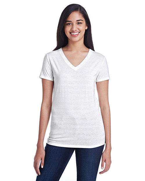 Threadfast Apparel 252RV Women 4.2 oz Invisible Stripe V-Neck T-Shirt at GotApparel