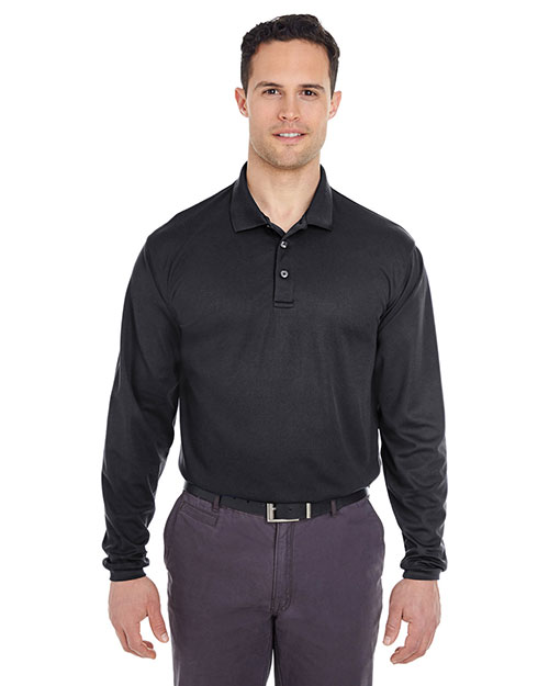 Ultraclub 8210LS Men Cool & Dry Long-Sleeve Mesh Pique Polo at GotApparel