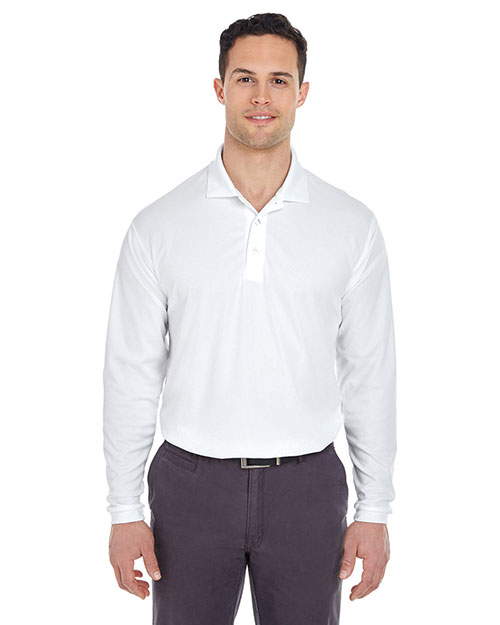 Ultraclub 8210LS Men Cool & Dry Long-Sleeve Mesh Pique Polo at GotApparel