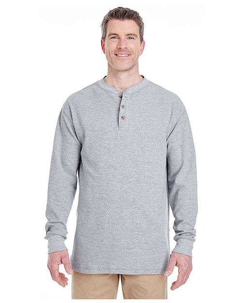 UltraClub 8456 Men Mini Thermal Henley at GotApparel