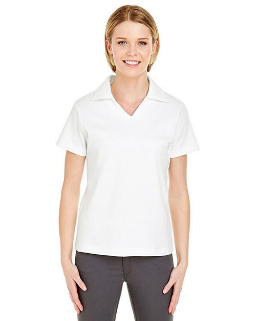 Ultraclub 8507 Women Egyptian Interlock V neck Polo at GotApparel