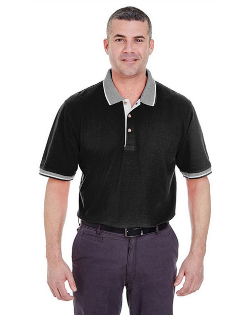UltraClub 8537 Men ColorBody Classic Pique Polo with Contrast MultiStripe Trim at GotApparel
