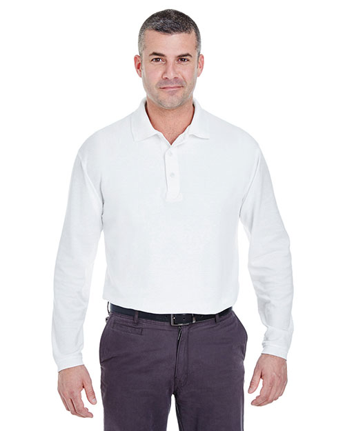 Ultraclub 8542 Men Long-Sleeve Whisper Pique Polo at GotApparel