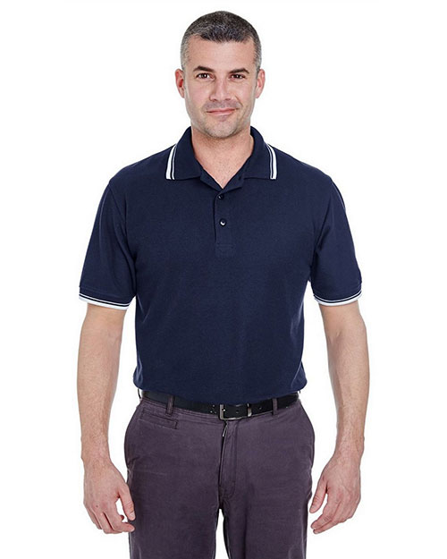 Ultraclub 8545 Men Short-Sleeve Whisper Pique Polo With Tipped Collar And Cuffs at GotApparel