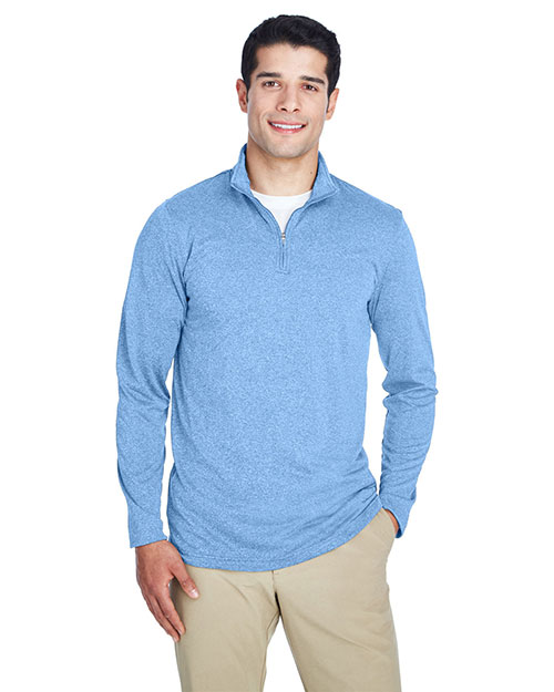 Ultraclub 8618 Men Cool & Dry Heathered Performance Quarter-Zip at GotApparel