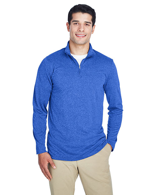 Ultraclub 8618 Men Cool & Dry Heathered Performance Quarter-Zip at GotApparel