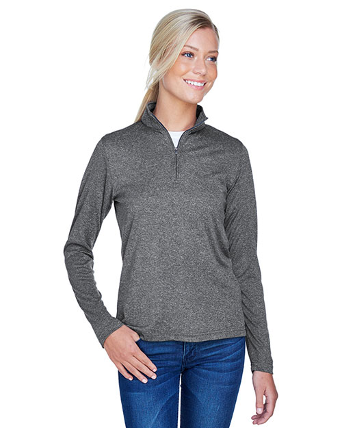 Ultraclub 8618W Women Cool & Dry Heathered Performance Quarter-Zip at GotApparel