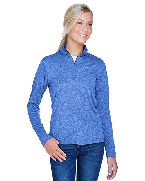 Ultraclub 8618W Women Cool & Dry Heathered Performance Quarter-Zip at GotApparel