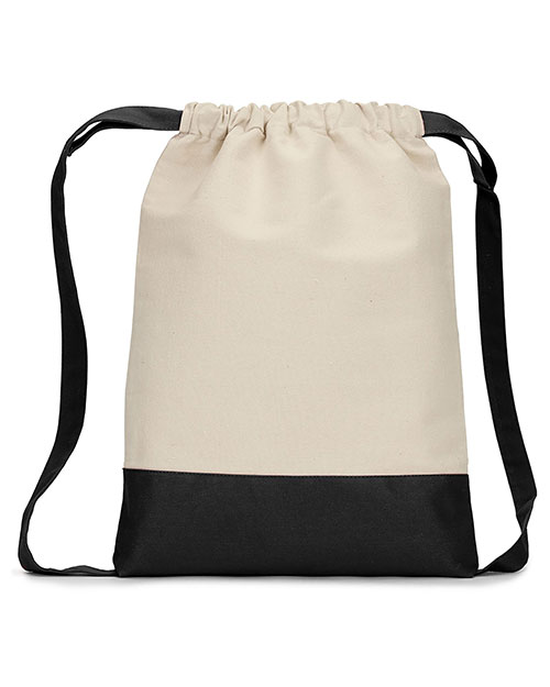 Ultraclub 8876 Unisex Contrast Bottom Cotton Canvas Drawstring Pack at GotApparel