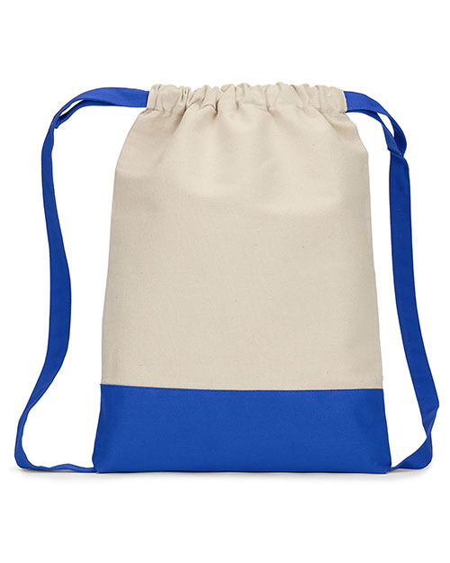 Ultraclub 8876 Unisex Contrast Bottom Cotton Canvas Drawstring Pack at GotApparel