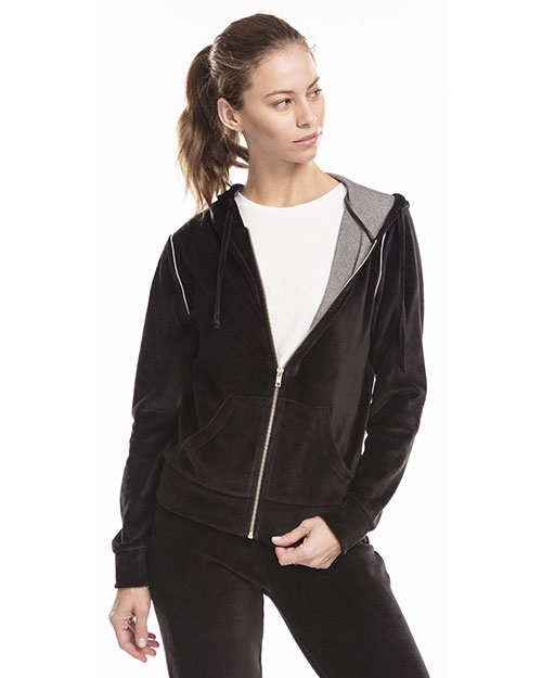 US Blanks US565 Women Velour Full-Zip Hoodie at GotApparel