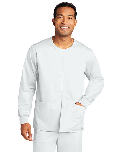 Custom Embroidered Wonderwink® Unisex Workflex™ Snap-Front Scrub Jacket WW3080 at GotApparel