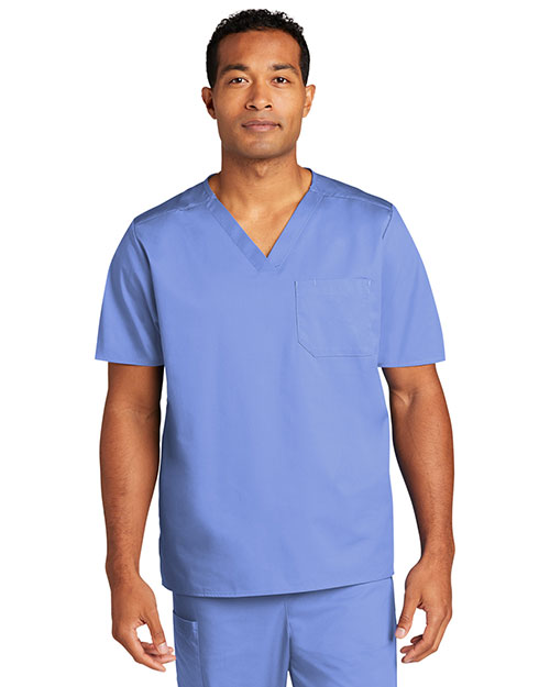 Custom Embroidered Wonderwink® Unisex Workflex™ Chest Pocket V-Neck Top WW3160 at GotApparel