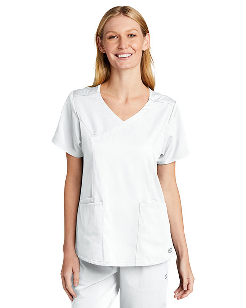 Custom Embroidered Wonderwink® Women's Premiere Flex™ Mock Wrap Top WW4268 at GotApparel