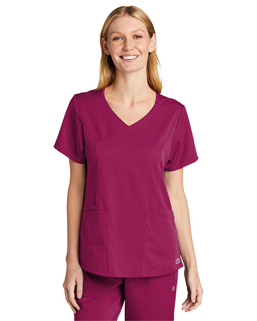 Custom Embroidered Wonderwink® Women's Premiere Flex™ Mock Wrap Top WW4268 at GotApparel