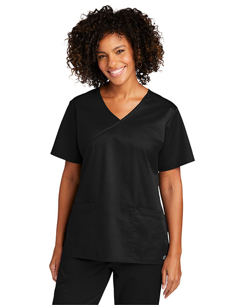 Custom Embroidered Wonderwink® Women's Workflex™ Mock Wrap Top WW4760 at GotApparel