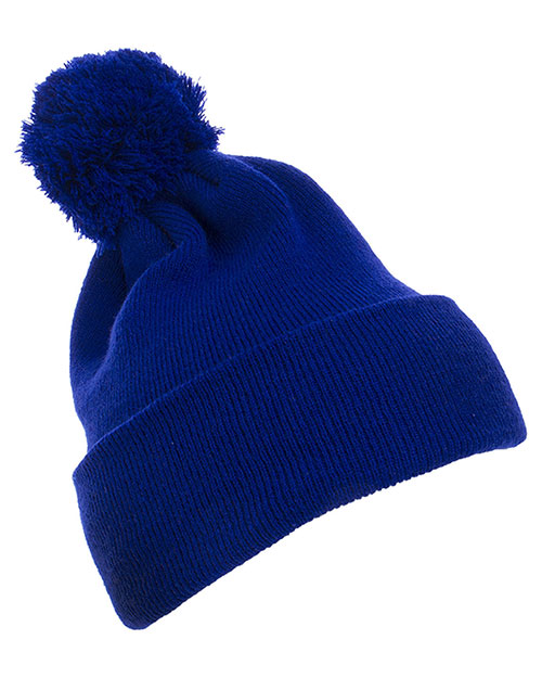 Yupoong 1501P Cuffed Knit Beanie with Pom Pom Hat at GotApparel