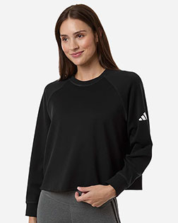 Adidas A1014 Women's Beyond Side-Snap Crewneck Sweatshirt at GotApparel