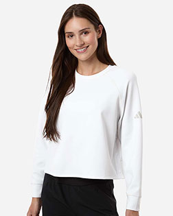 Adidas A1014 Women's Beyond Side-Snap Crewneck Sweatshirt at GotApparel