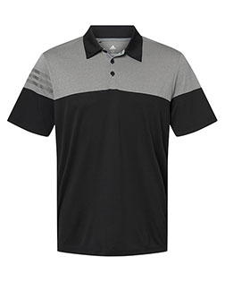Adidas A213 Men Heathered 3-Stripes Colorblocked Polo at GotApparel
