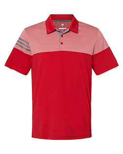 Adidas A213 Men Heathered 3-Stripes Colorblocked Polo at GotApparel