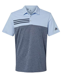 Adidas A508 Men Heathered Colorblocked 3-Stripes Polo at GotApparel