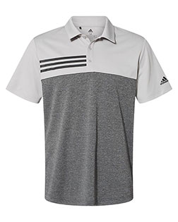Adidas A508 Men Heathered Colorblocked 3-Stripes Polo at GotApparel