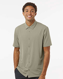 Adidas A595 Men's Full Button Down Short Sleeve Shirt at GotApparel