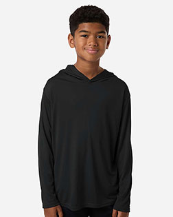 AllPro 48510Y Youth Pro-Lock Performance Hooded Long Sleeve T-Shirt at GotApparel