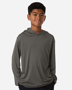 AllPro 48510Y Youth Pro-Lock Performance Hooded Long Sleeve T-Shirt at GotApparel