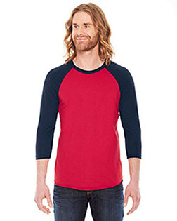 Custom Embroidered American Apparel BB453W Men 3.6 oz Poly Cotton 3/4-Sleeve Raglan T-Shirt at GotApparel