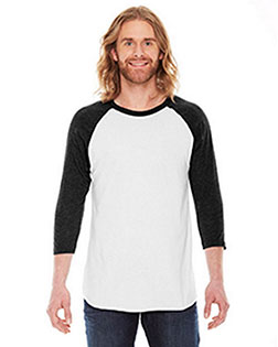 Custom Embroidered American Apparel BB453W Men 3.6 oz Poly Cotton 3/4-Sleeve Raglan T-Shirt at GotApparel