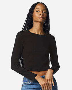 American Apparel BR2107 Women's Baby Rib Long Sleeve Cropped Tee at GotApparel