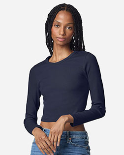 American Apparel BR2107 Women's Baby Rib Long Sleeve Cropped Tee at GotApparel