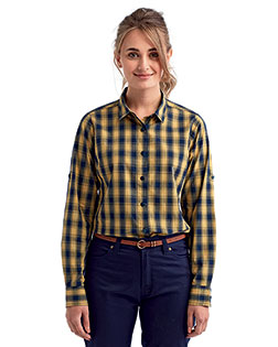 Artisan Collection by Reprime RP350 Ladies 3.7 oz Mulligan Check Long-Sleeve Cotton Shirt at GotApparel