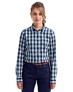 Artisan Collection by Reprime RP350 Ladies 3.7 oz Mulligan Check Long-Sleeve Cotton Shirt at GotApparel