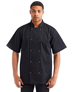 Artisan Collection by Reprime RP664 Unisex 5.8 oz Studded Front Short-Sleeve Chef's Jacket at GotApparel