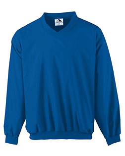 Augusta 3415 Men Micro Poly wind shirt/Lined Long Sleeve V-Neck Jersey at GotApparel